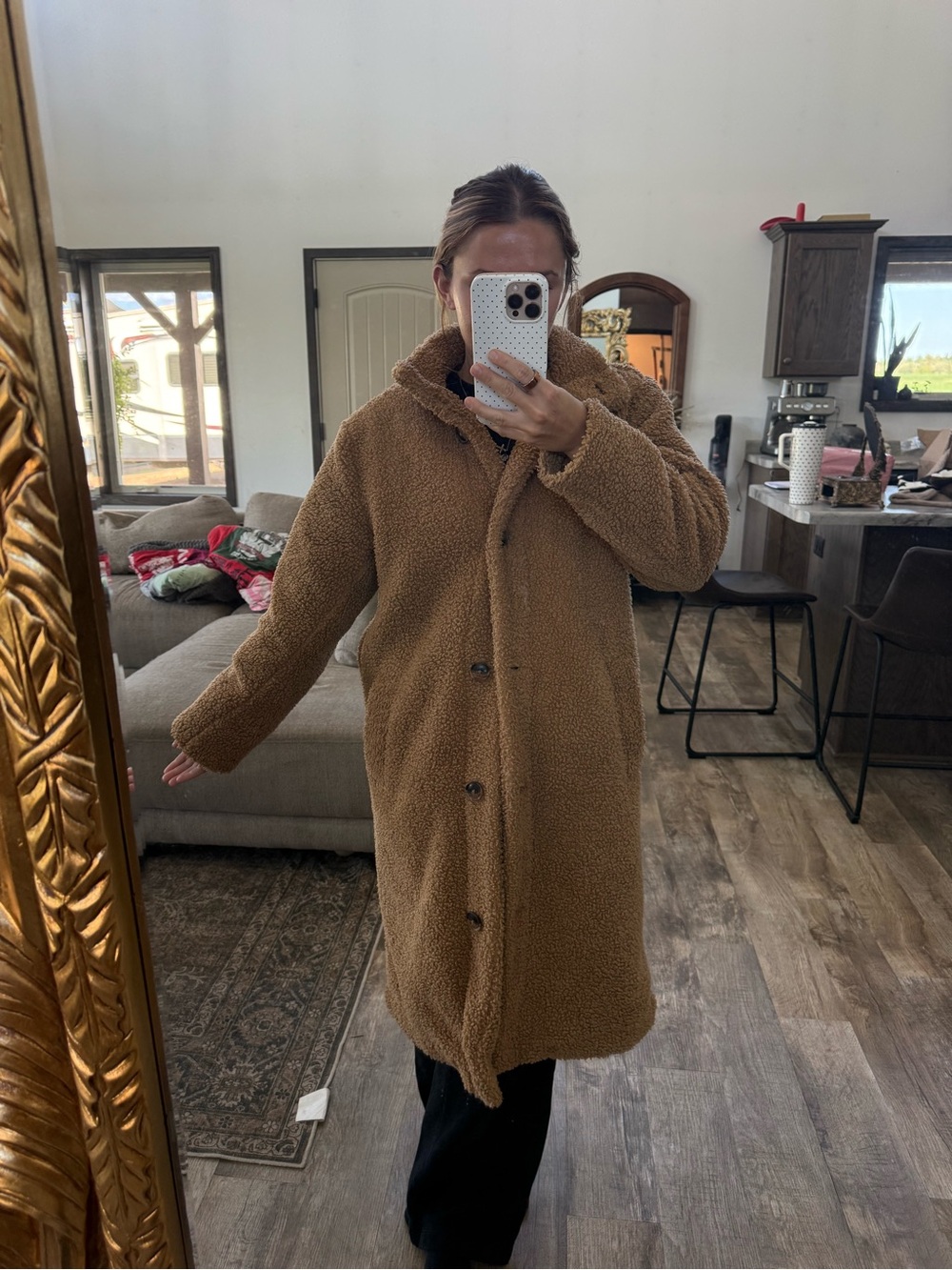 Time and Tru Teddy Long Coat in Brown